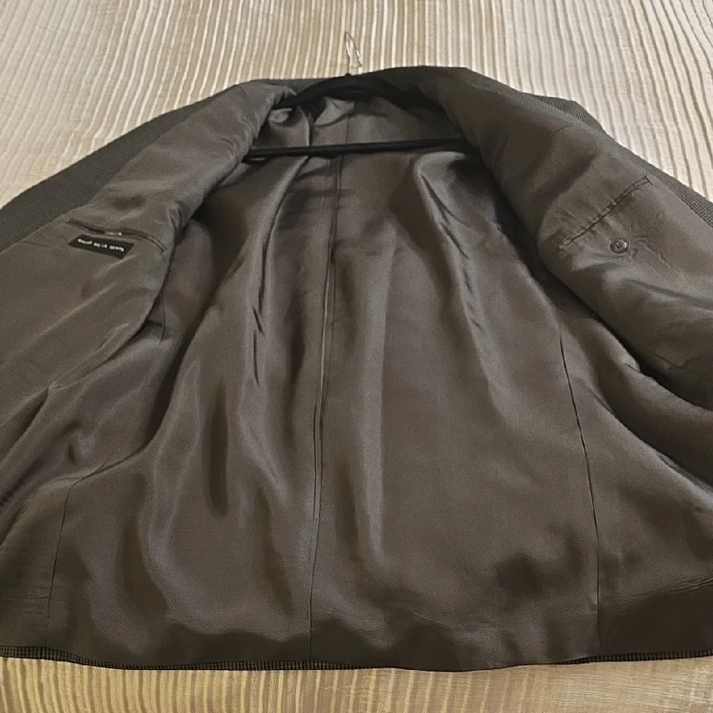 Oscar de la Renta Wool  Gray and Black Textured Blazer